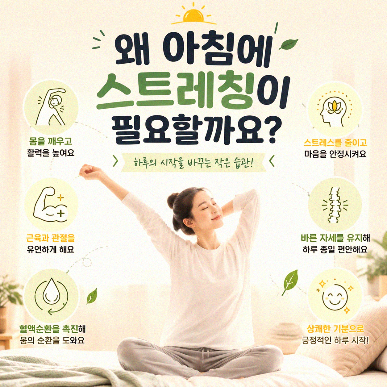 아침에 일어나자마자 5분, 몸을 깨우는 간단한 스트레칭