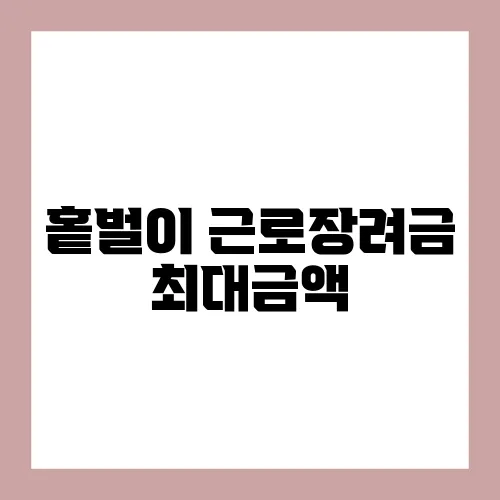홑벌이 근로장려금 최대금액