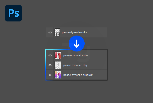 하나의 레이어가 세 개의 레이어로 변환
