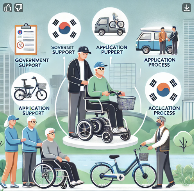 노인 전기 자전거, 전동휠체어 지원제도 관련 사진