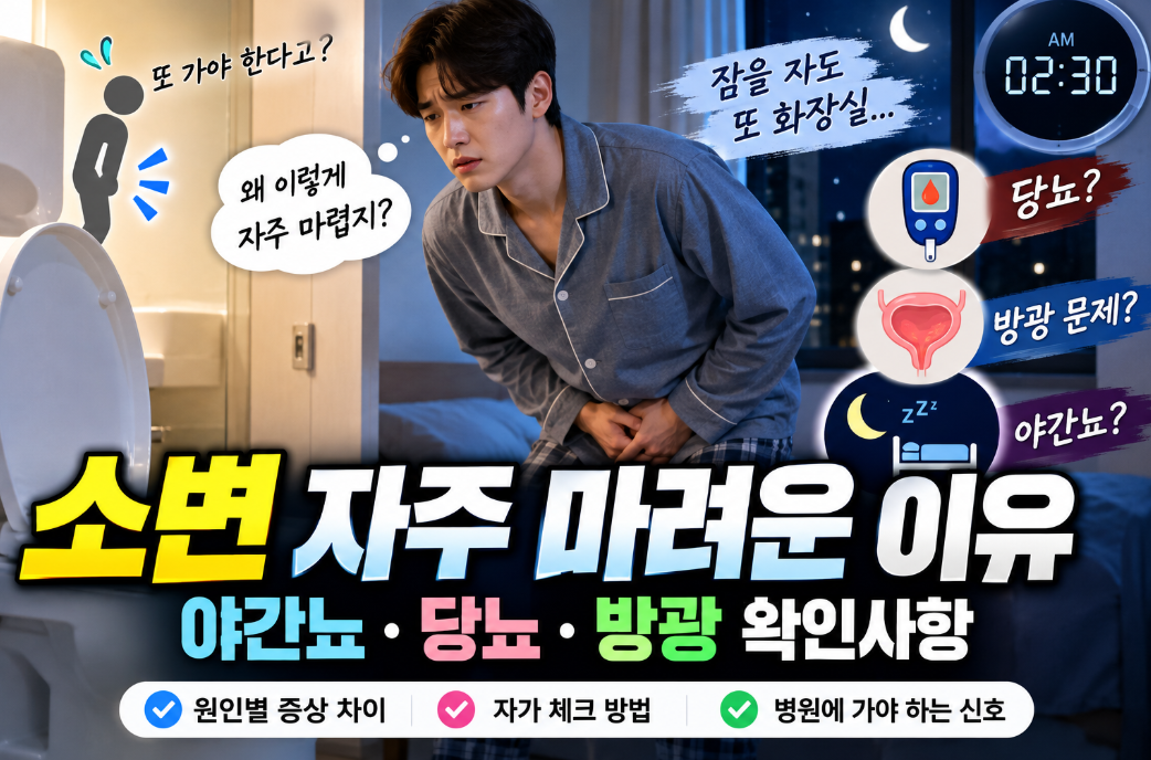 소변 자주 마려운 이유|야간뇨·당뇨·방광 확인사항