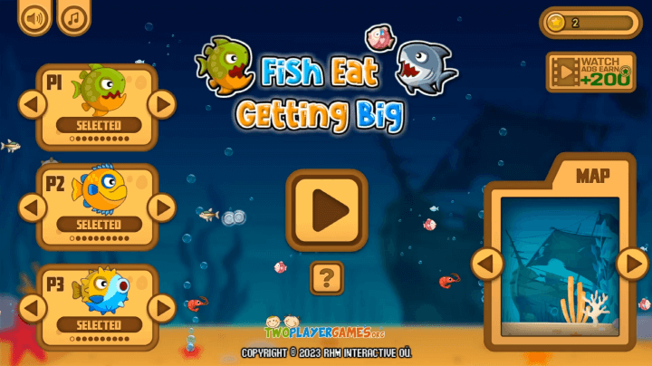 3인용-물고기-키우기-모바일게임-메인-화면