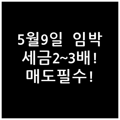 5월 9일 다주택자 세금 2~3배 증..