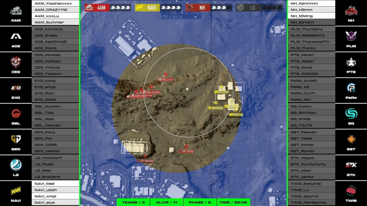 매치1에서 최종탑3 팀의 지도사진