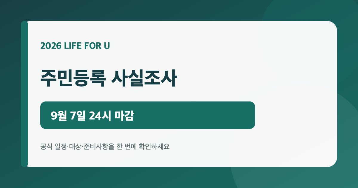 정부24 앱과 GPS로 2026 주민등록 사실조사에 참여하는 방법을 안내하는 카드
