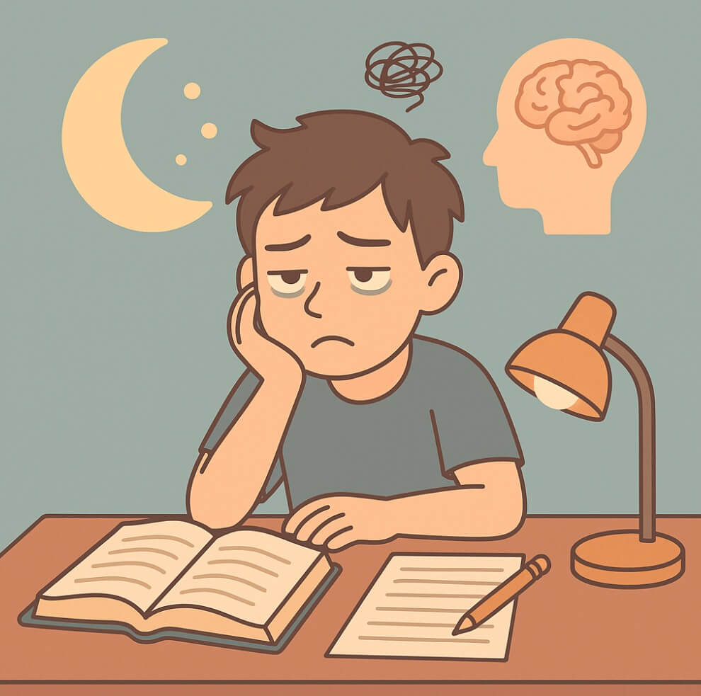 수면이 부족해보이는 청소년 사진