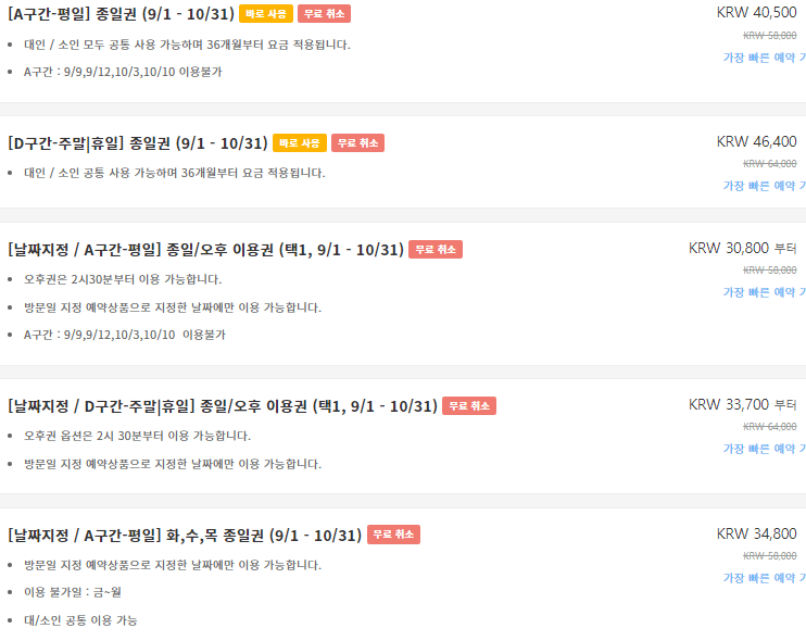 에버랜드 오후권 에버랜드 자유이용권 에버랜드 종일권 할인