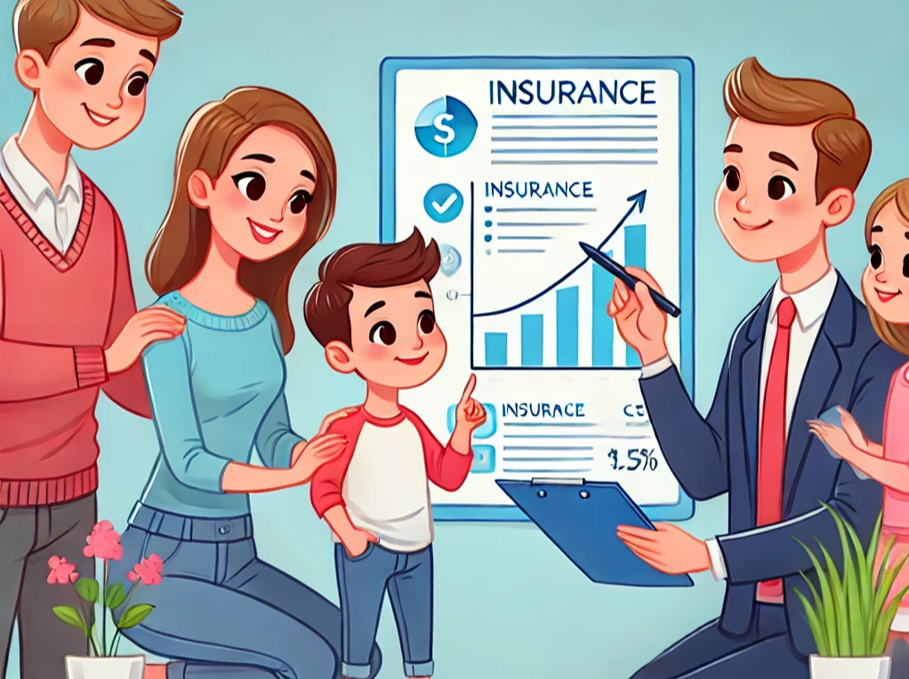 보험상담을 받는 가족