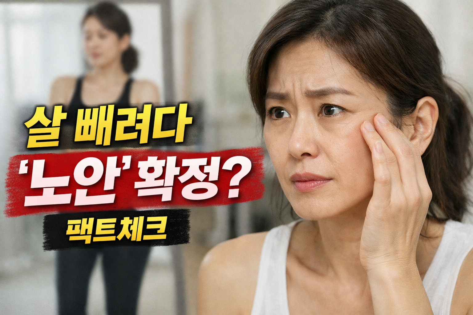 급격한 체중 감량으로 얼굴 지방과 탄력이 감소해 보이는 오젬픽 페이스 현상을 설명하는 이미지