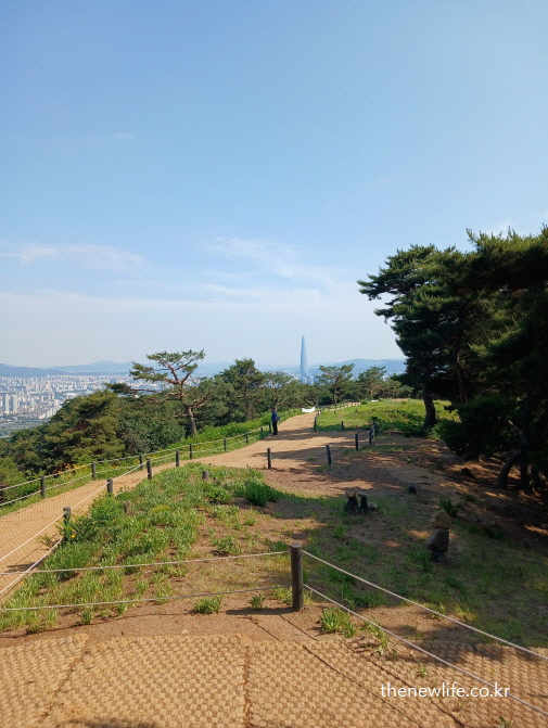 식욕 억제 방법으로 운동했던 아차산 등산로에서 바라본 서울 풍경과 롯데타워