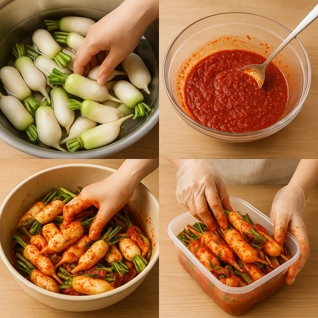 총각김치 만드는 4단계 과정 정리 이미지