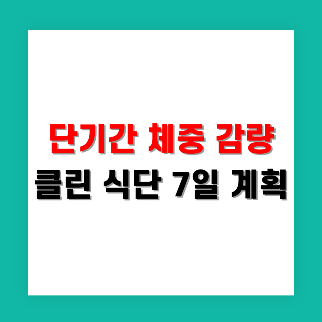 단기간 체중 감량을 위한 클린 식단 7일 계획