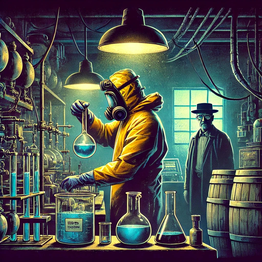 미국 드라마 '브레이킹 배드' 캐릭터 연상시키는 그림