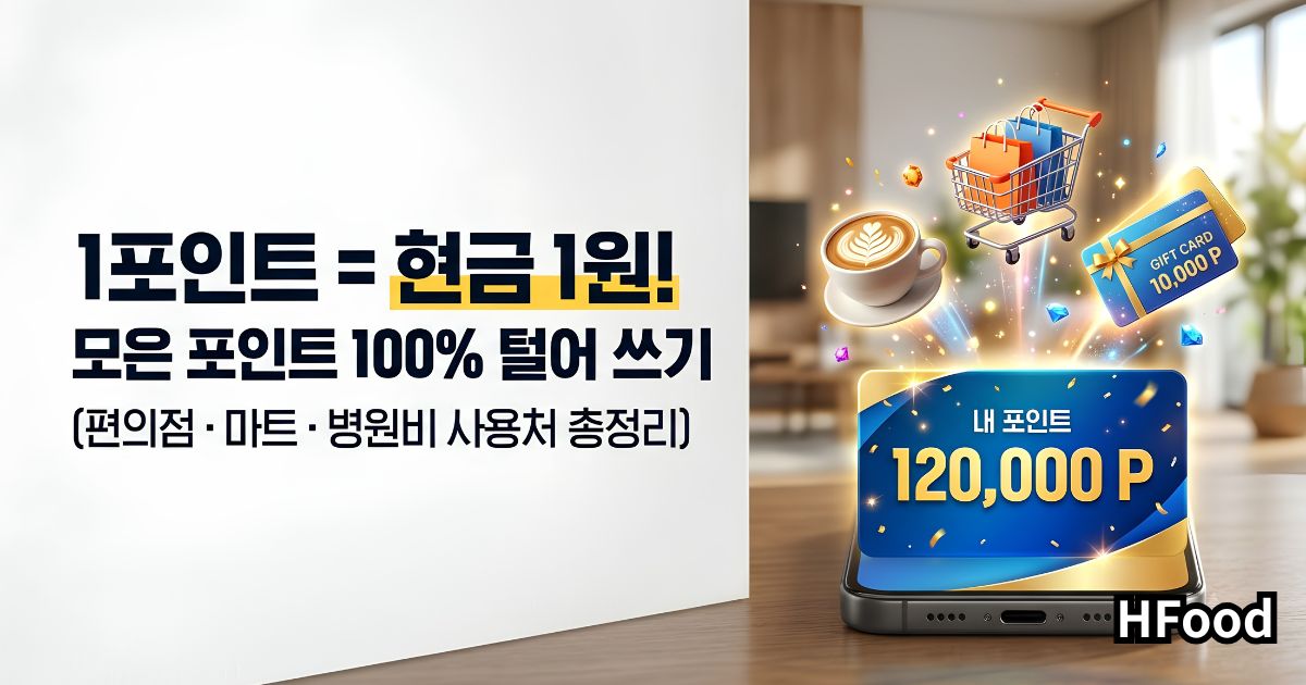 건강생활실천지원금제 포인트로 스타벅스 커피, 편의점 및 마트 장보기 모바일 쿠폰을 교환하여 실생활비를 절약하는 모습