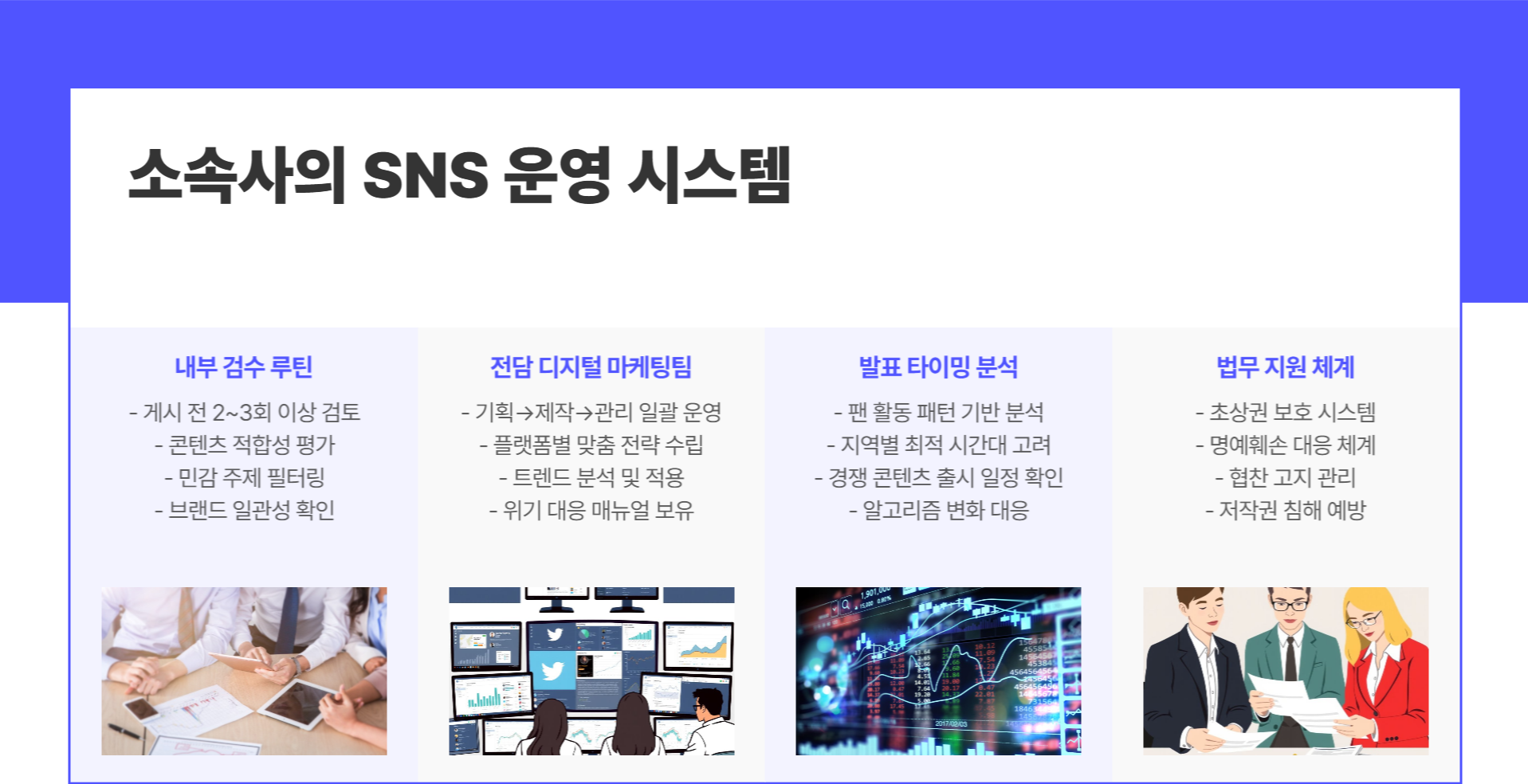 소속사가 구성한 운영 시스템