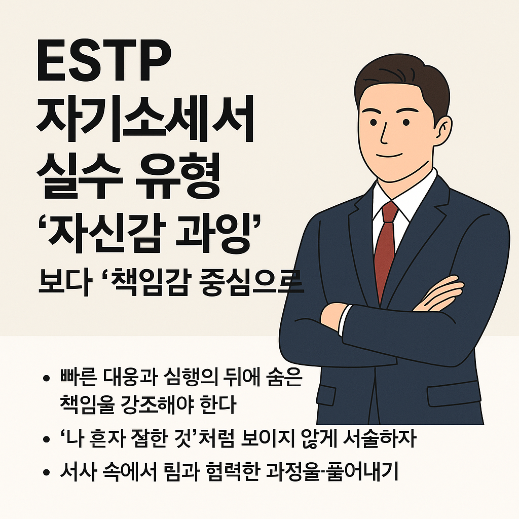 ESTP 자기소개서 실수 유형: &ldquo;자신감 과잉&rdquo;보다 &ldquo;책임감 중심&rdquo;으로