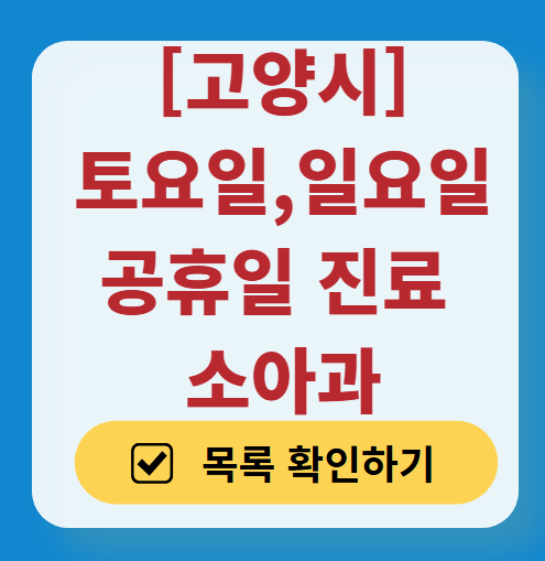 고양시 일요일 진료 소아과 추천 목록 ❘ 토요일 주말 공휴일 야간 문 여는 소아청소년과