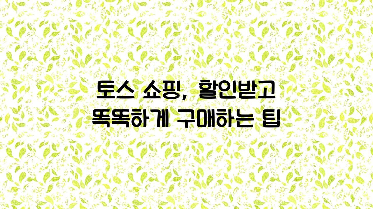 토스 쇼핑