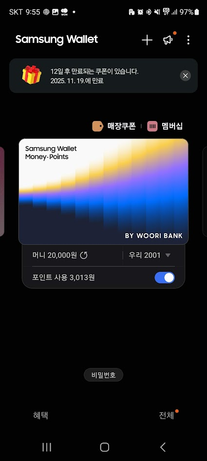머니 포인트와 사용가능 포인트 확인