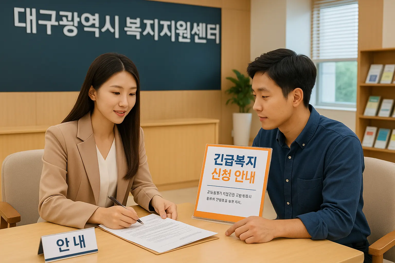 대구 복지센터에서 상담 중인 모습