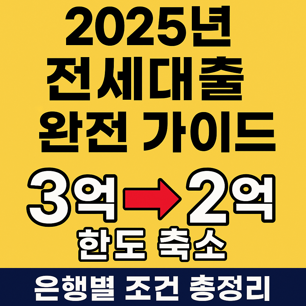 2025년 전세대출 완전 가이드 - 3억에서 2억으로 한도 축소, 은행별 조건 총정리 안내 썸네일