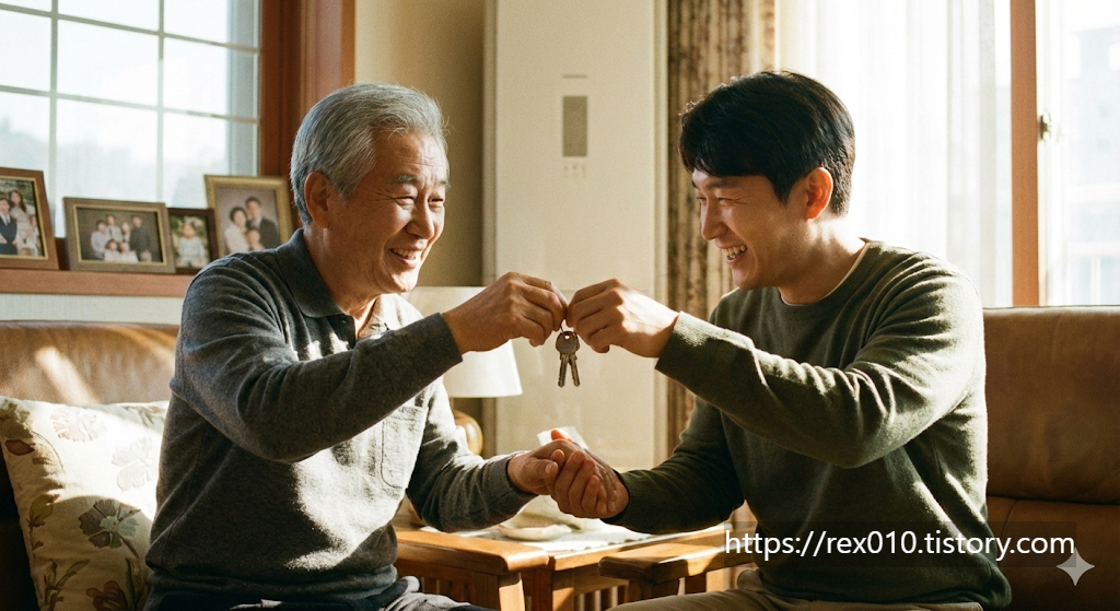 자녀에게 집을 물려주는 행복한 모습