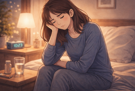 공감이 잘 안 되는 날 괴로운 표정으로 침대에 앉아있는 인물