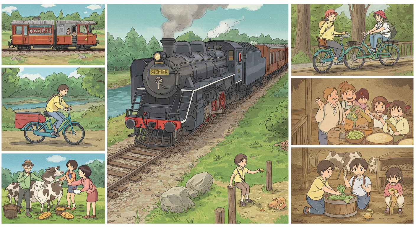 곡성 기차마을의 다양한 체험 시설 장면