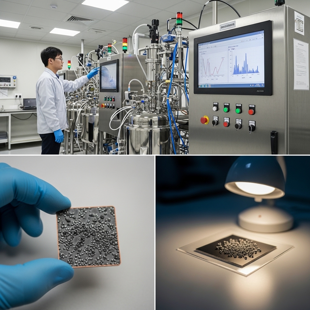 nanoparticle synthesis with a Korean male engineer