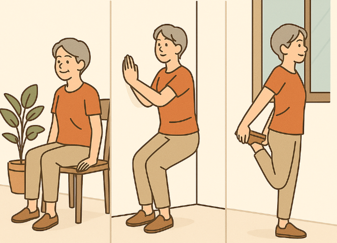 집에서 쉽게 할 수 있는 무릎 관절 운동 3가지 모습