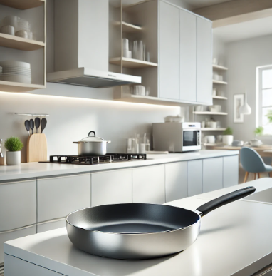 주방에 놓여있는 프라이팬 이미지