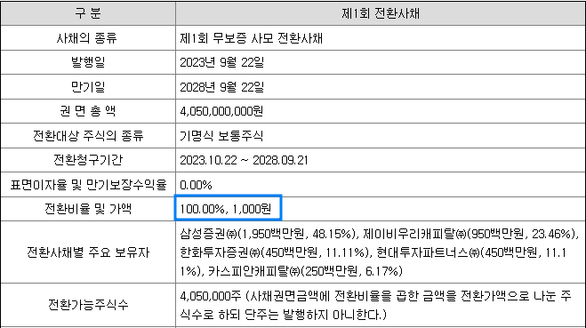 전환사채 발행 현황