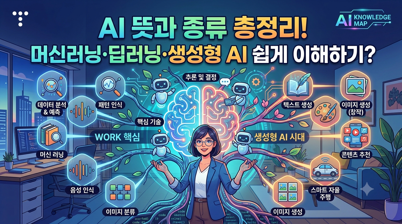 AI 뜻과 종류 총정리! 머신러닝&middot;딥러닝&middot;생성형 AI 쉽게 이해하기