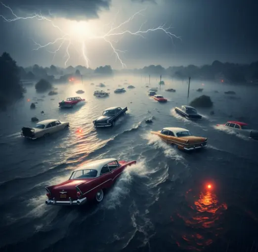 홍수가-나서-차들이-떠내려가는-꿈해몽-1
