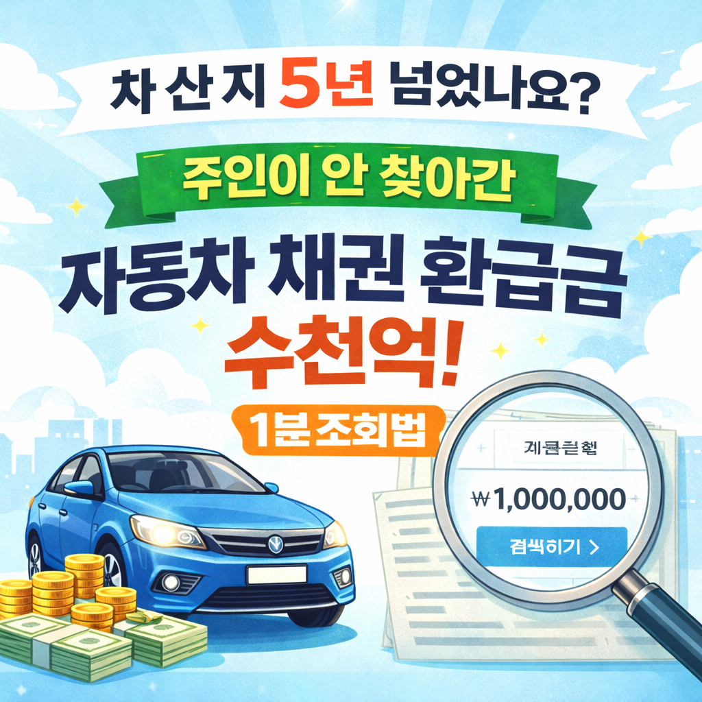 "차 산 지 5년 넘었나요?" 주인이 안 찾아간 자동차 채권 환급금 수천억, 1분 조회법
자동차채권환급금, 지역개발채권환급, 미환급금조회, 자동차환급금, 숨은돈찾기, 신한은행채권조회, 농협채권환급, 정부미환급금, 거북이의재테크,재테크기초