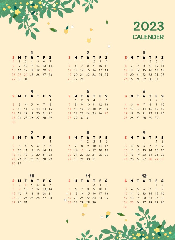 2023년 전체 달력