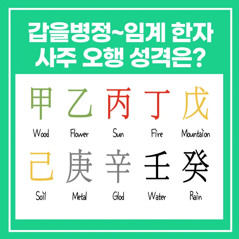 갑을병정 무기경신임계 뜻과 한자 색깔 자료집_3