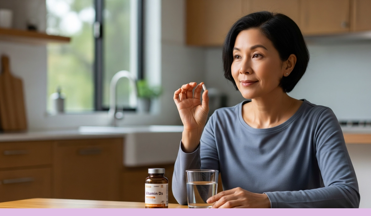 마그네슘 영양제 복용하고 있는 여자