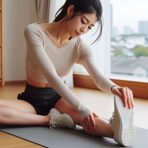 족저근막과 아킬레스건 스트레칭을 하는 모습