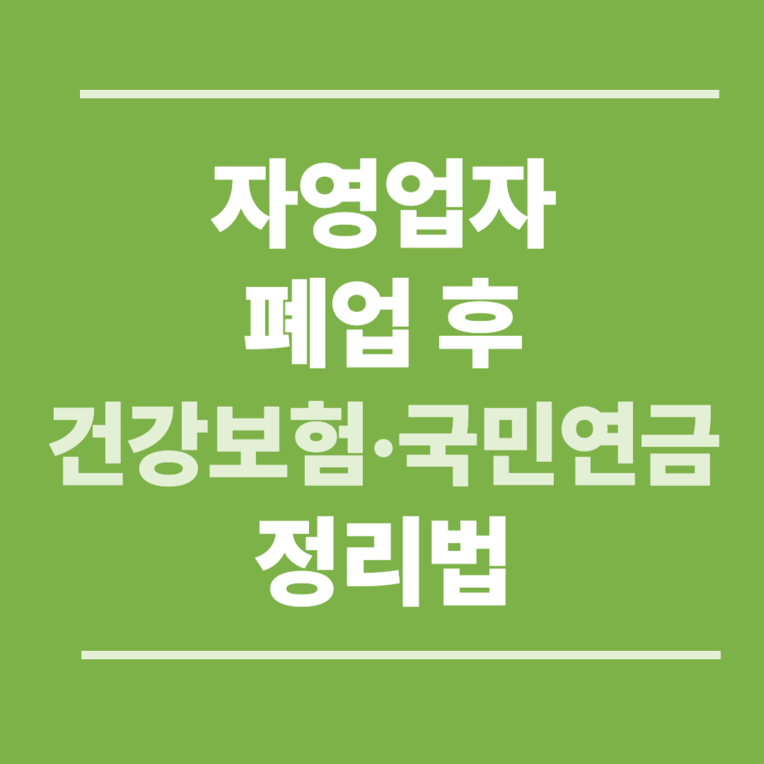 자영업자 폐업 후 건강보험·국민연금 정리법 (2025 최신)