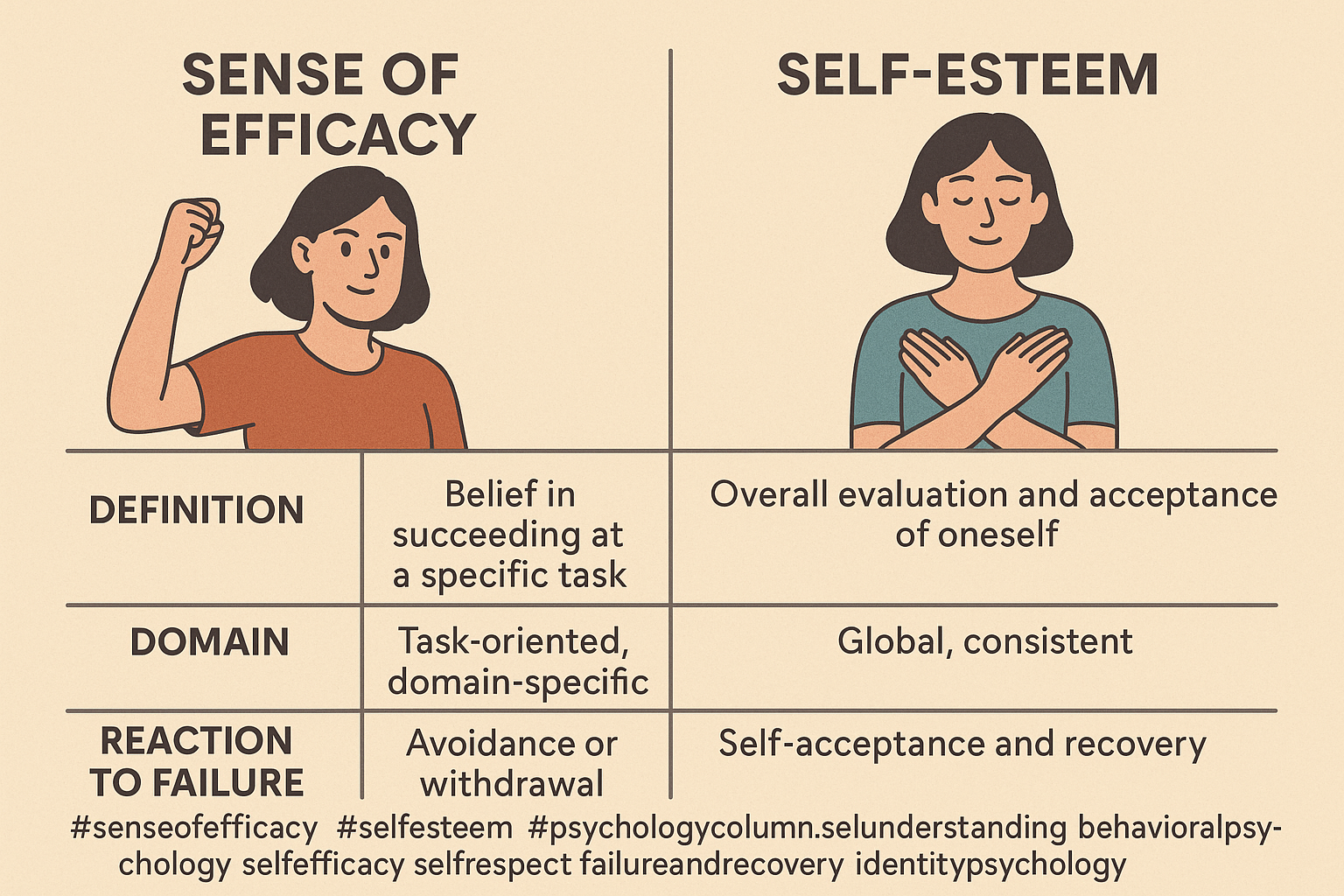 sense of efficacy vs self esteem