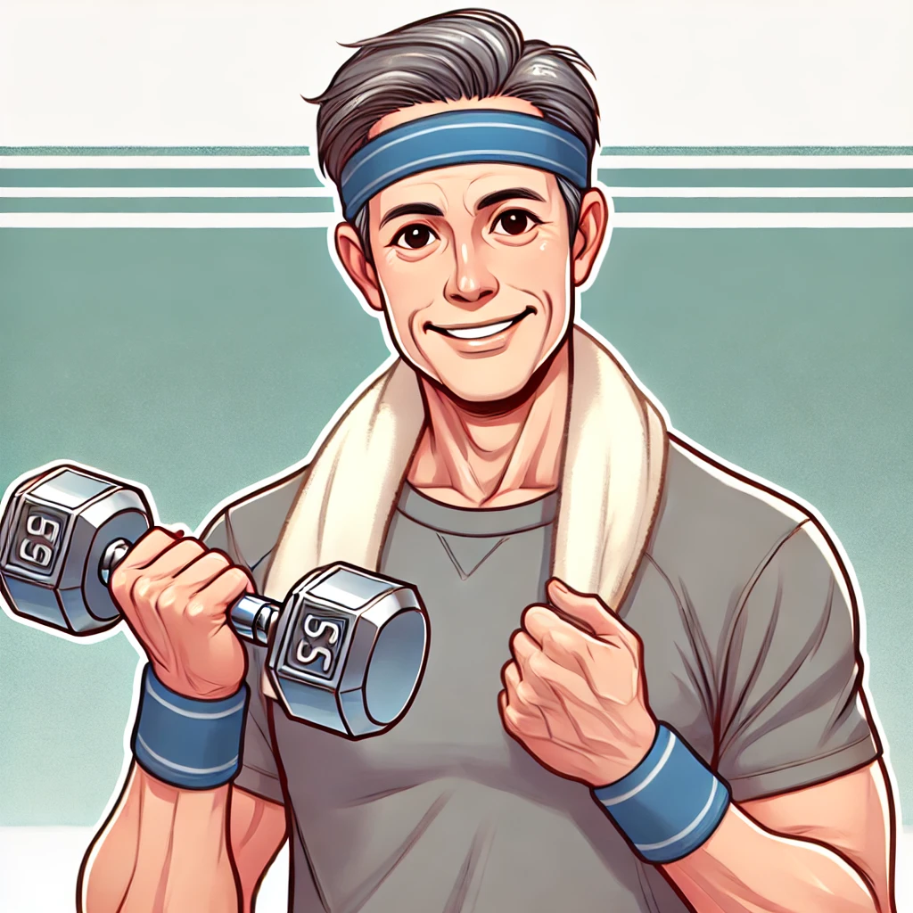 덤벨들고 있는 중년남성