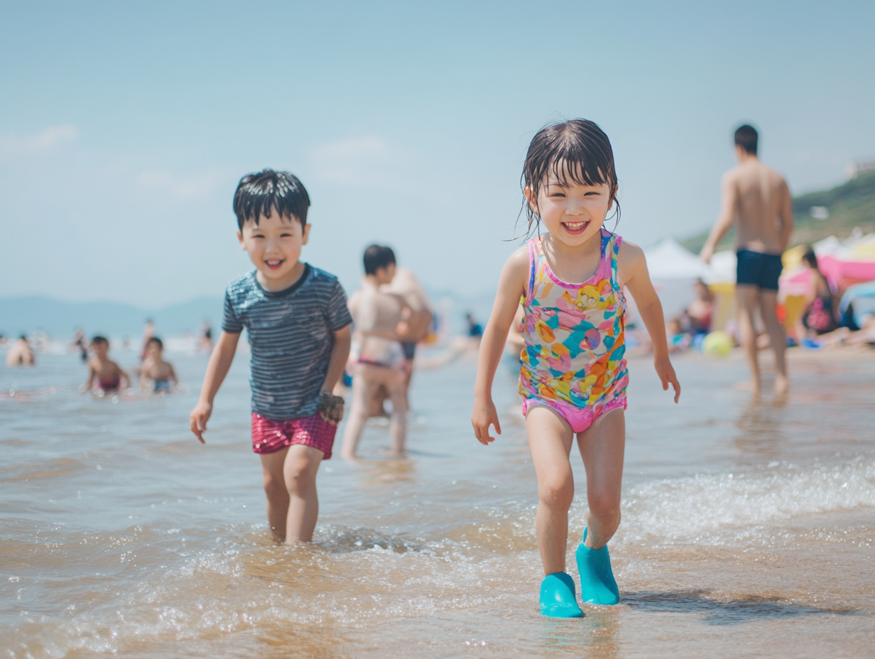 아이들과 바닷가 놀이