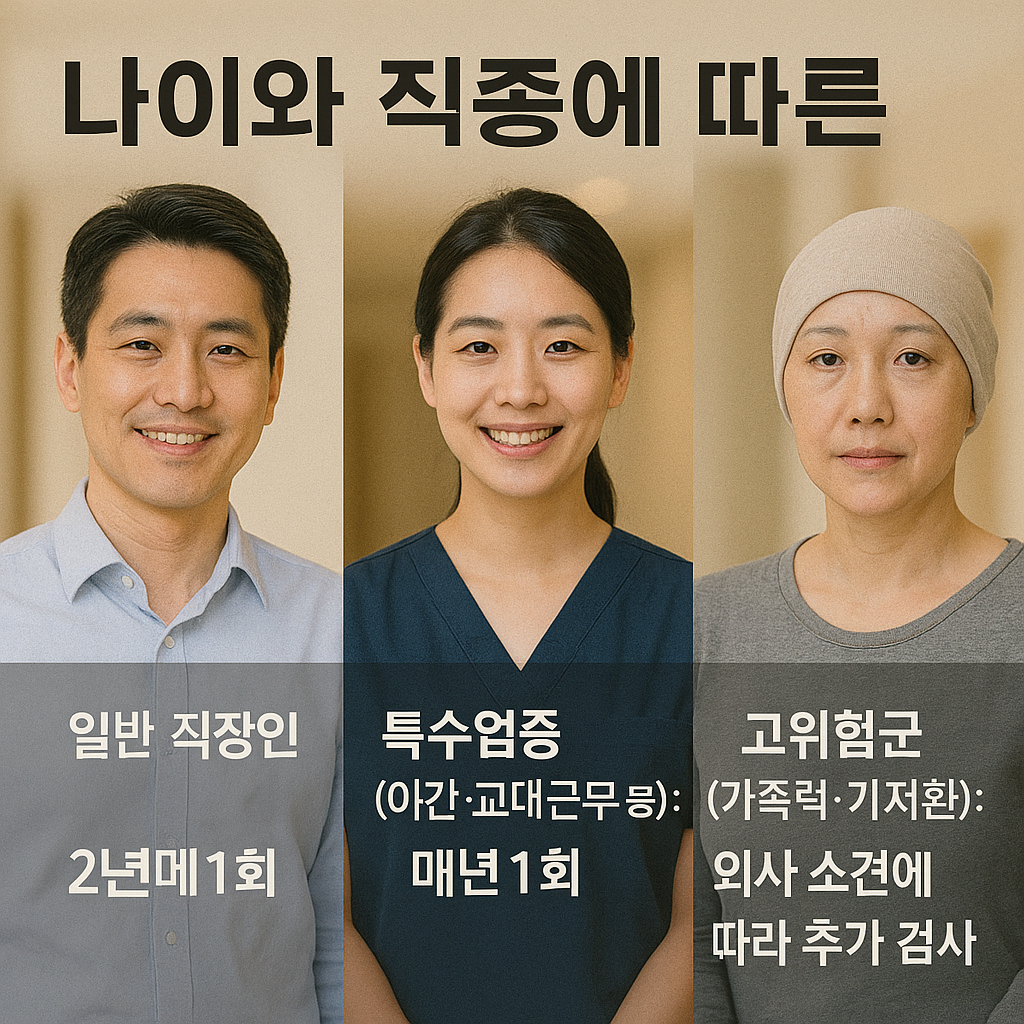 나이와 직종에 따른 주기