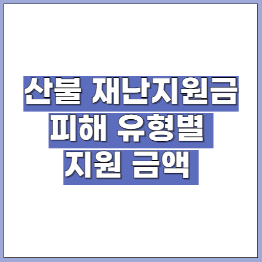 산불 재난지원금 피해 유형별 지원 금액