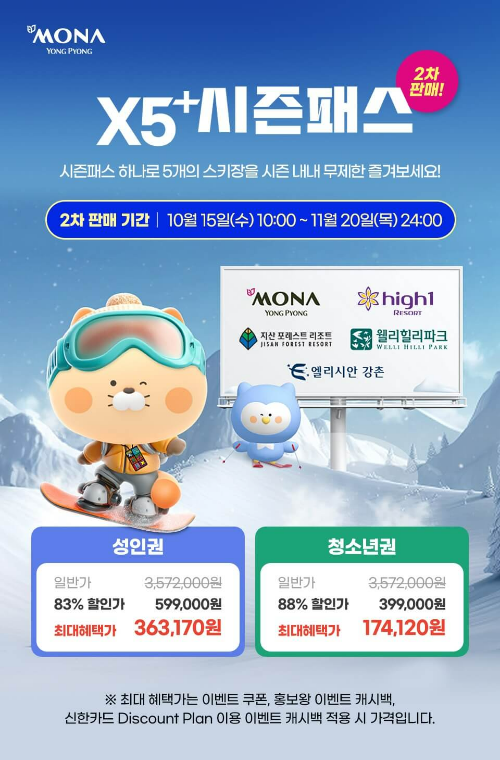 용평리조트 스키장, 용평리조트 시즌권 완벽 가이드, X5 시즌패스