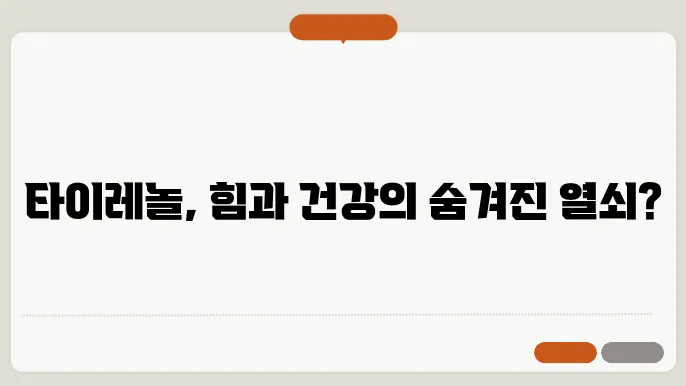 근육통 타이레놀 효능 및 부작용 알아보기