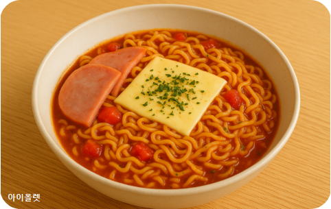 완성된 라면 파스타