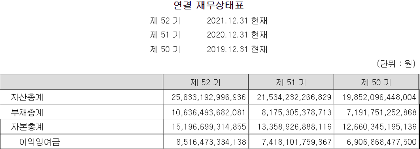 삼성SDI 19&#44;20&#44;21 재무상태표