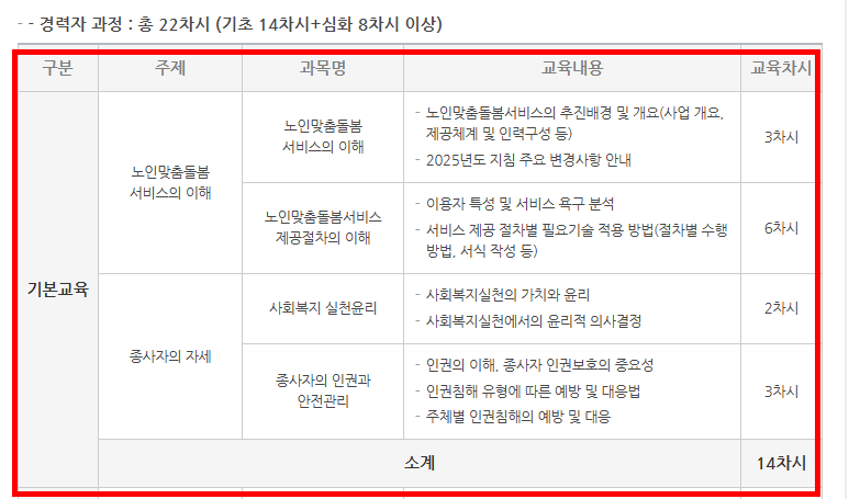 노인맞춤 돌봄 서비스 배움터 사이트